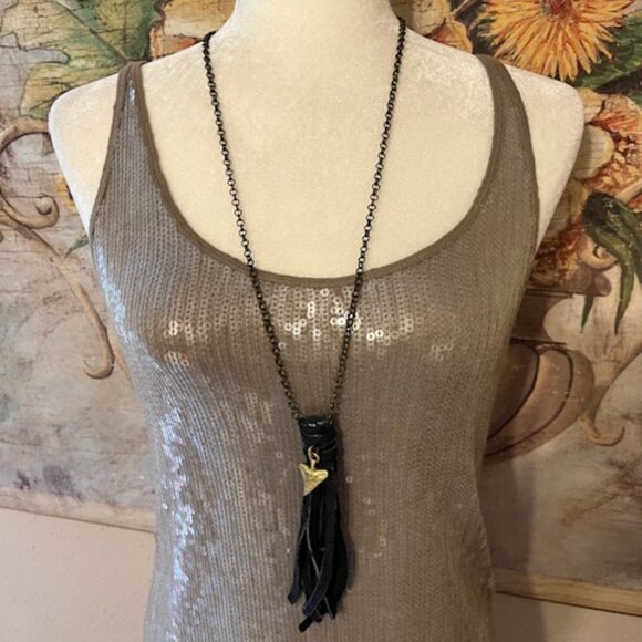 Sz S Chan Luu Spaghetti Strap Sequins Mini Dress - Picture 5 of 16